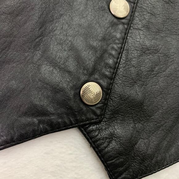 Wilson's Leather Womens Sz Medium Black Moto Vest Satin Back Silver Buttons - Picture 4 of 4